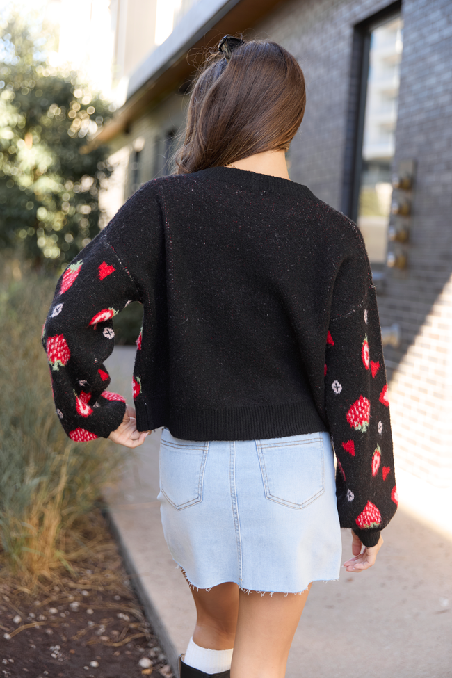 Juniper Long Sleeve Black Strawberry Cardigan - Image 5