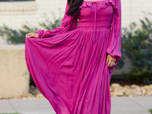 Summer Berry Smocked Maxi Dress