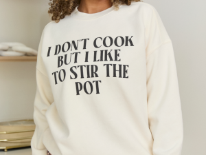 I Don't Cook Cream Graphic Sweatshirt