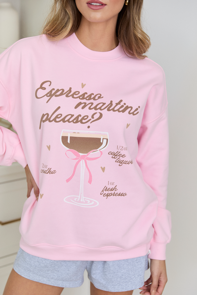 Espresso Martini Please Light Pink Graphic Sweatshirt - Image 2