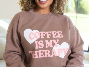 Coffee Is My Therapy Mocha Graphic Sweatshirt