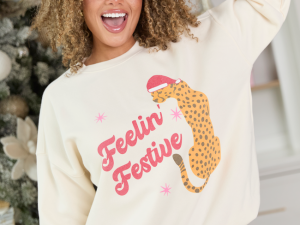 Feelin' Festive Cream Graphic Sweatshirt