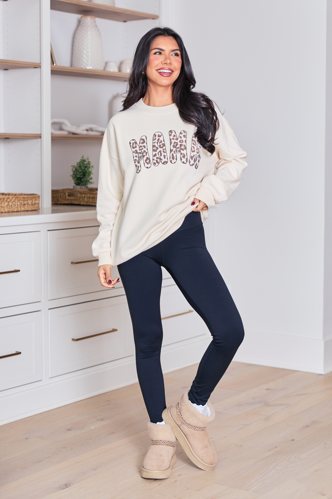 Mama Leopard Cream Graphic Sweatshirt - Image 2