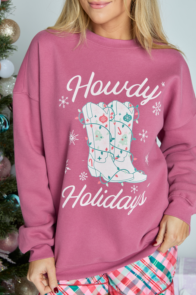 Howdy Holidays Rose Graphic Sweatshirt - Image 2