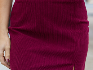 Jules Burgundy Corduroy Mini Skirt