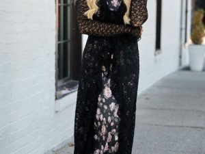 Winona Black Lace Mesh Maxi Duster Top