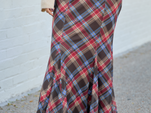 Anna Marie Brown Plaid Knit Maxi Skirt
