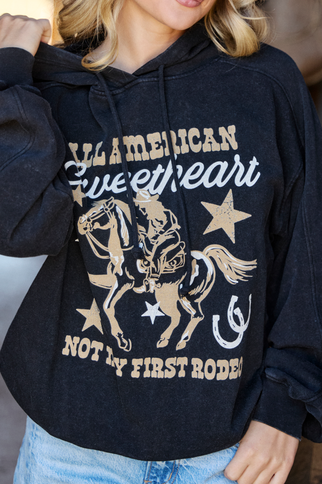 American Sweetheart Black Oversized Graphic Hoodie - Image 2