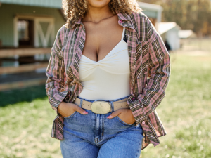 Rory Pink And Green Plaid Flannel Button Down Top DOORBUSTER