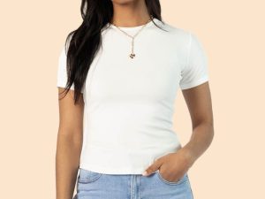 Everyday Essential Ivory Ribbed Crew Neck Tee FINAL SALE
