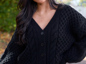 Louisa Black Cable Knit Cardigan