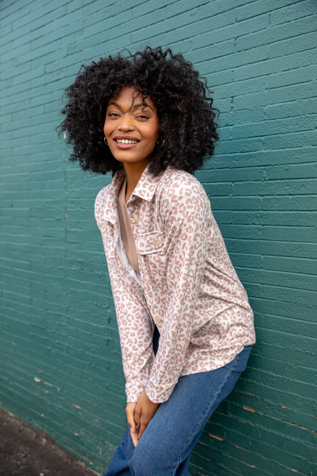 In Those Days Ivory and Beige Leopard Knit Shacket FINAL SALE - Image 6