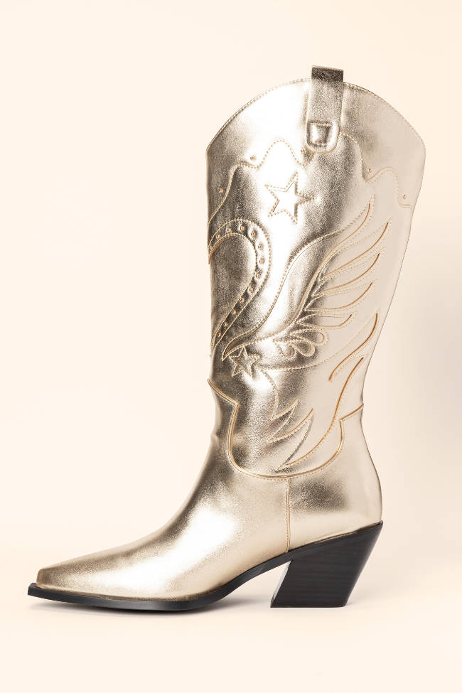 Everlyn Gold Metallic Western Boots FINAL SALE - Image 4
