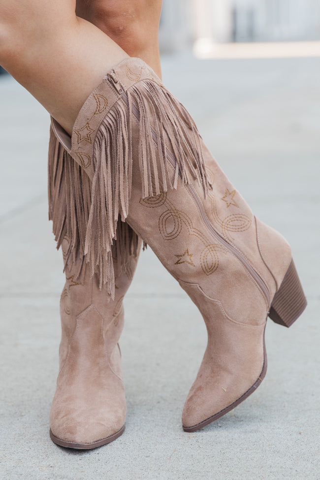 Fancy Suede Brown Fringe and Stars Boots FINAL SALE - Image 3