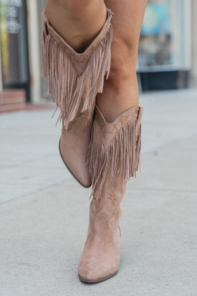 Fancy Suede Brown Fringe and Stars Boots FINAL SALE - Image 2