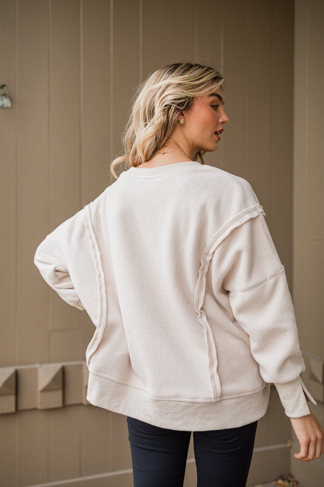 Scouted Out Cream Oversized Fleece Sweatshirt FINAL SALE - Image 4