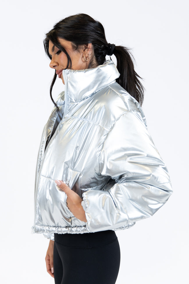 Keep Me Warm Silver Chrome Puffer Jacket FINAL SALE - Image 5