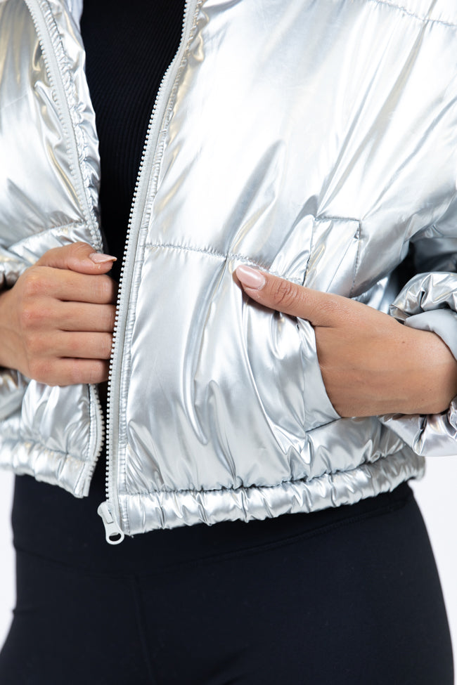 Keep Me Warm Silver Chrome Puffer Jacket FINAL SALE - Image 4
