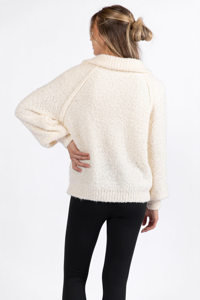 Signature Move Cream Fuzzy Quarter Zip Pullover - Image 5