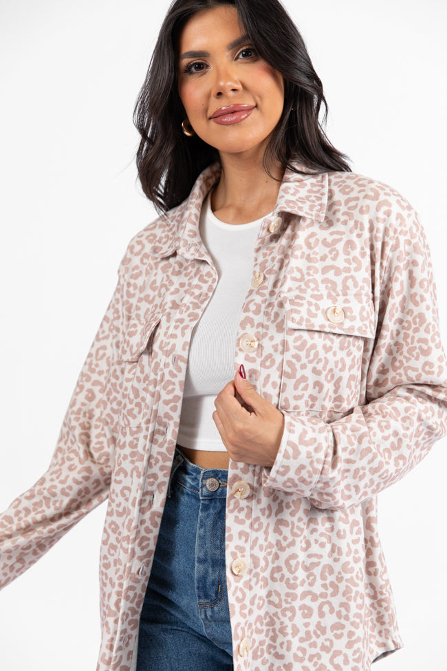 In Those Days Ivory and Beige Leopard Knit Shacket FINAL SALE - Image 3