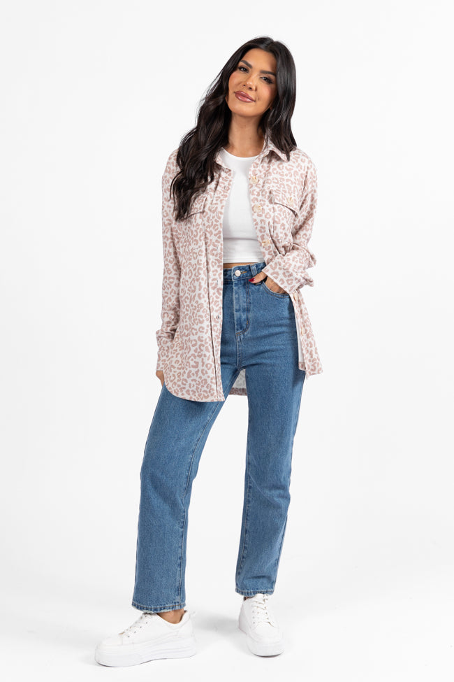 In Those Days Ivory and Beige Leopard Knit Shacket FINAL SALE - Image 2