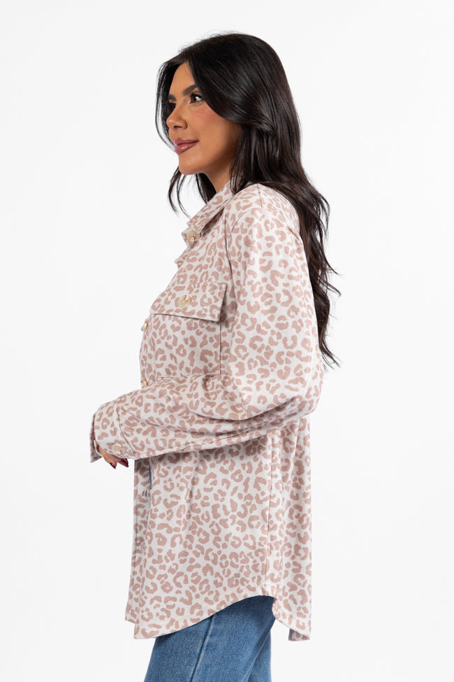 In Those Days Ivory and Beige Leopard Knit Shacket FINAL SALE - Image 4