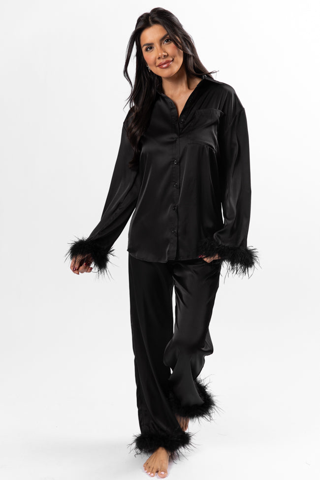 Up All Night Black Feather Pajama Top FINAL SALE - Image 4