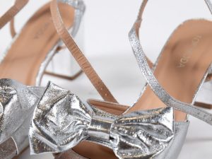 Drew Silver Bow Heels FINAL SALE
