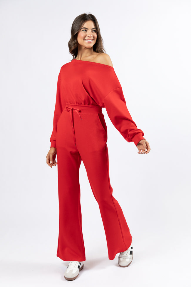 Wear It Out Red Boat Neck Jumpsuit FINAL SALE