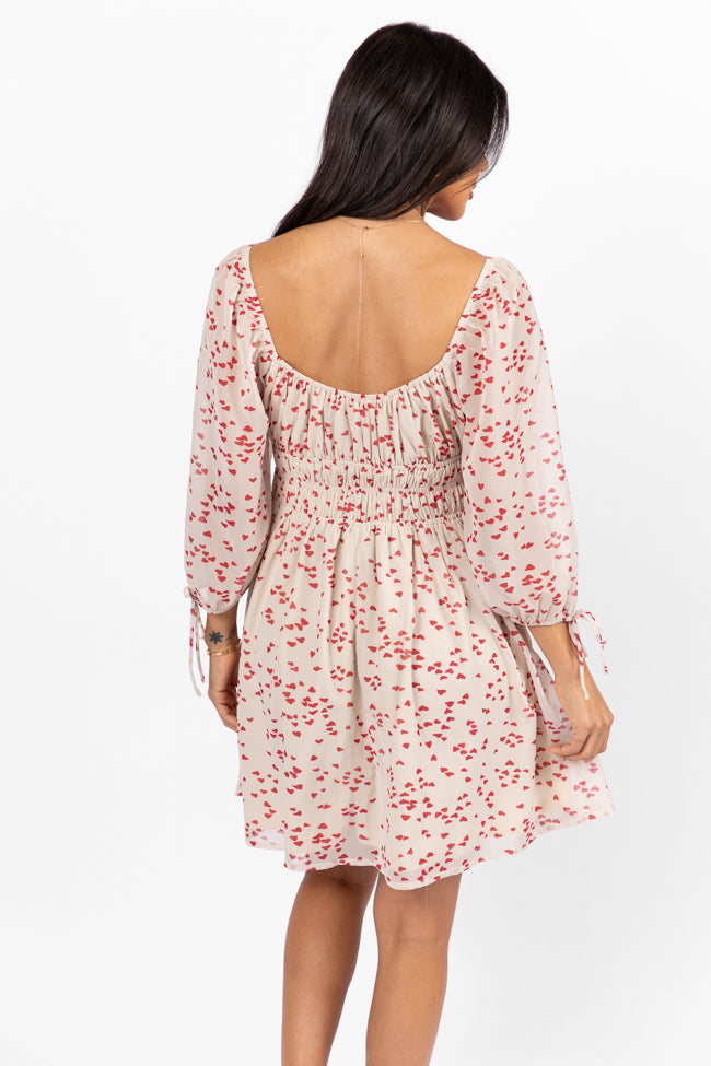 Unconditional Love Ivory Heart Print Mini Dress FINAL SALE - Image 5