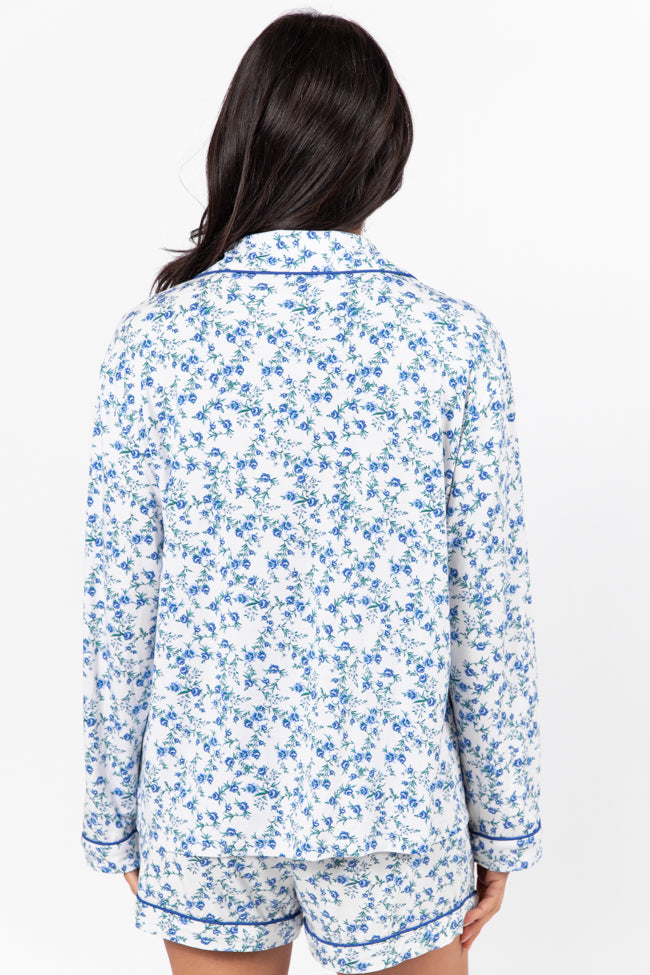 Under The Stars Blue Floral Pajama Top FINAL SALE - Image 6