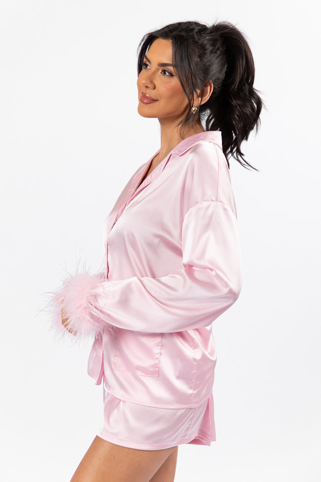 Early Riser Pale Pink Satin Pajama Top FINAL SALE - Image 4