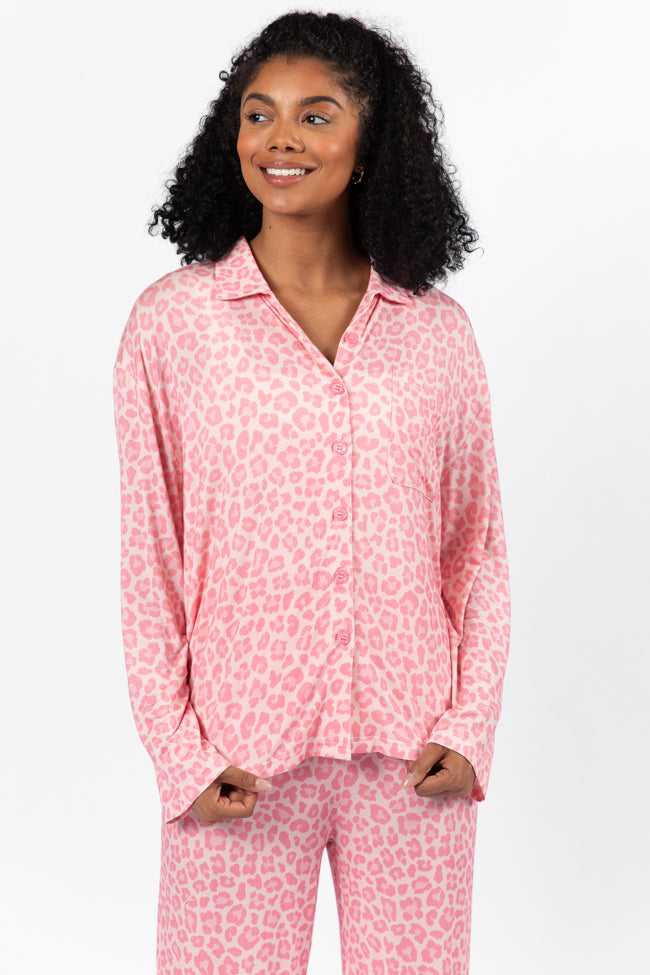 Sweet Dreams Pink Leopard Pajama Long Sleeve Top FINAL SALE - Image 2