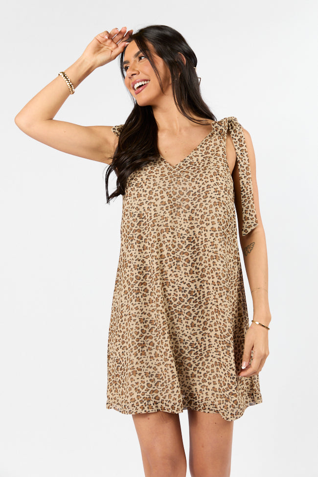 Wild Love Leopard Print Tie Shoulder Dress FINAL SALE