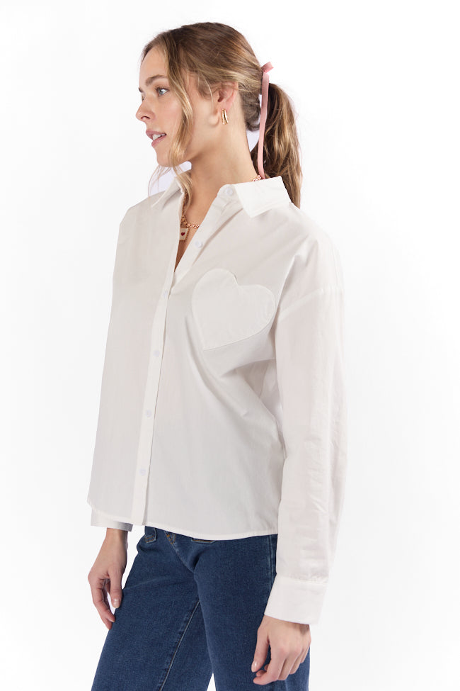 All My Love Heart Pocket Ivory Button Down Blouse FINAL SALE - Image 4