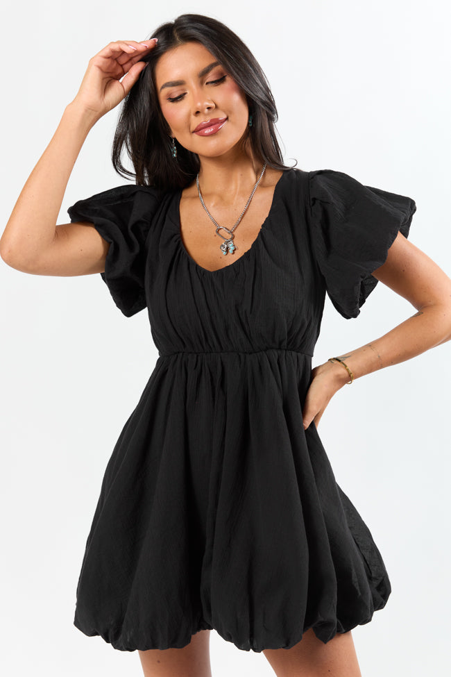 Almost Daylight Black Bubble Hem Mini Dress FINAL SALE - Image 2