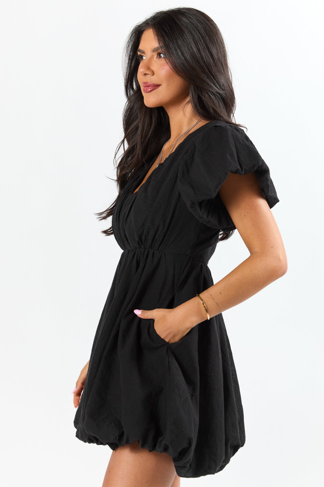 Almost Daylight Black Bubble Hem Mini Dress FINAL SALE - Image 4