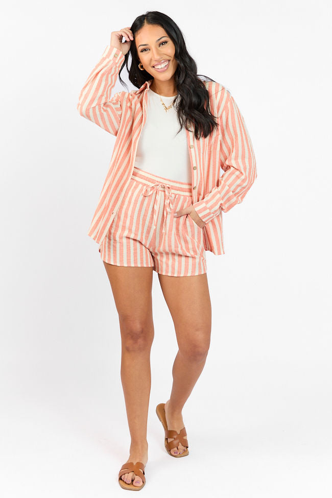 With The Tide Coral Striped Button Up Top FINAL SALE - Image 4