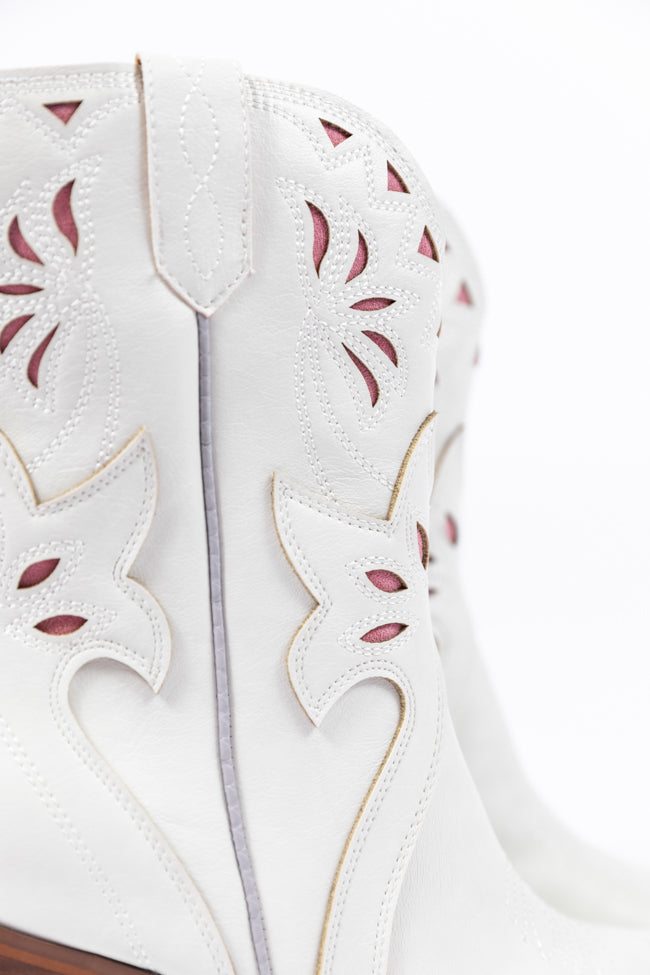 Dallas White Pointed Toe Booties FINAL SALE - Image 4