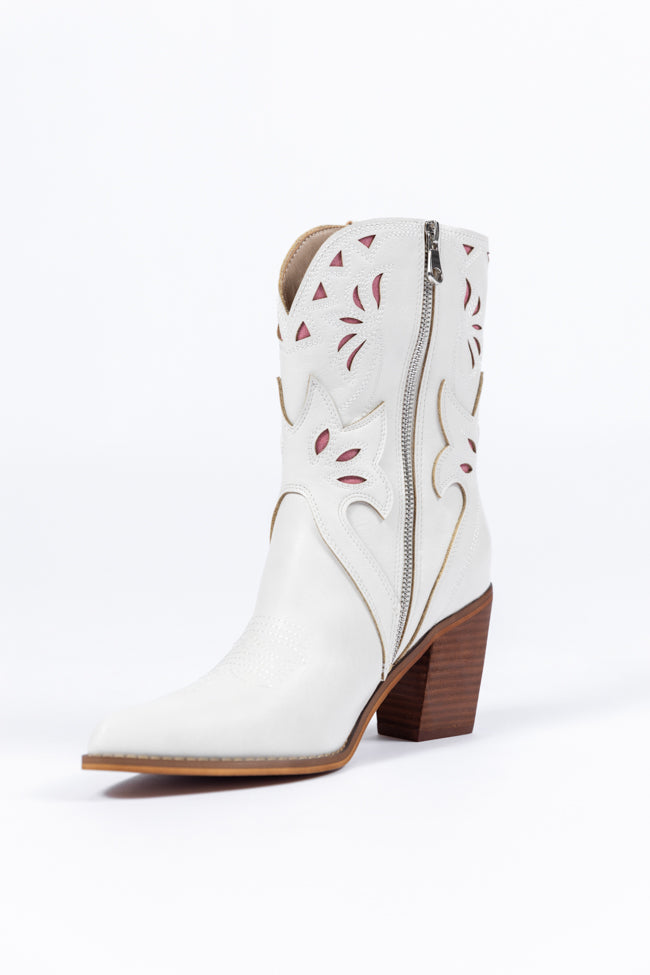 Dallas White Pointed Toe Booties FINAL SALE - Image 6