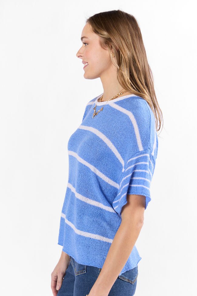Wear It Well Blue And Ivory Striped Sweater T-Shirt FINAL SALE - Image 8