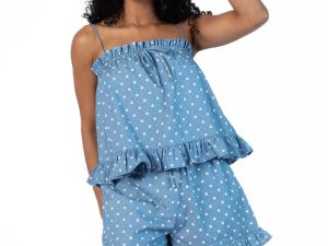 Perfect Playlist Blue Printed Chambray Set FINAL SALE