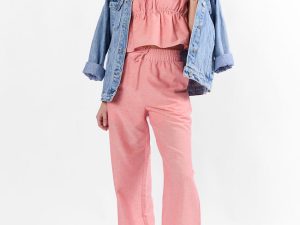 To The Sun Coral Striped Peplum Two Piece Set FINAL SALE