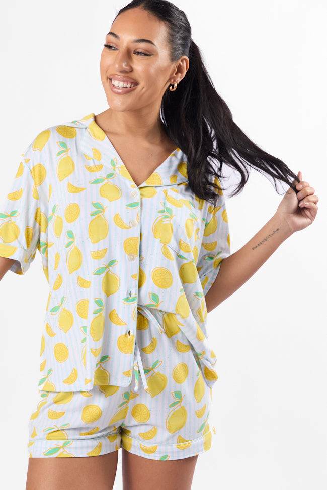 Under the Stars Lemon Print Short Sleeve Pajama Top FINAL SALE - Image 2