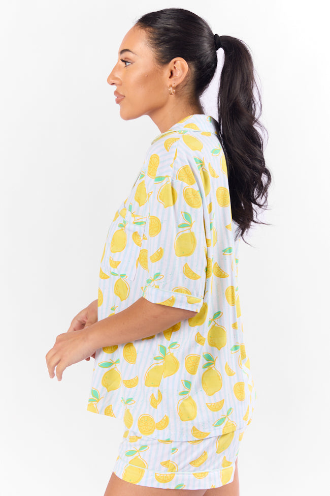 Under the Stars Lemon Print Short Sleeve Pajama Top FINAL SALE - Image 5