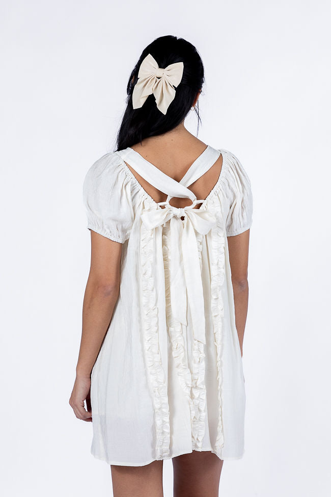 Tell Them About Me Ivory Ruffle Front A-Line Romper Dress FINAL SALE - Image 3