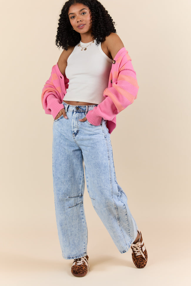 Bella Light Wash Pull On Barrel Jeans FINAL SALE - Image 2