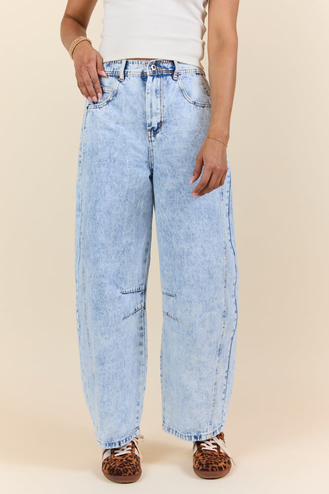 Bella Light Wash Pull On Barrel Jeans FINAL SALE