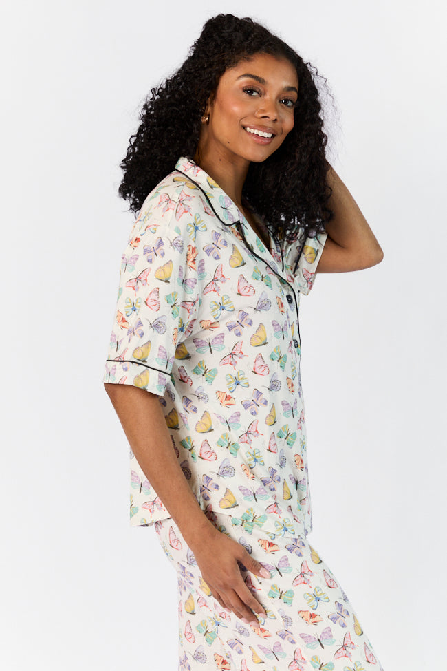 Good To Get Away Butterfly Short Sleeve Pajama Top FINAL SALE - Image 4