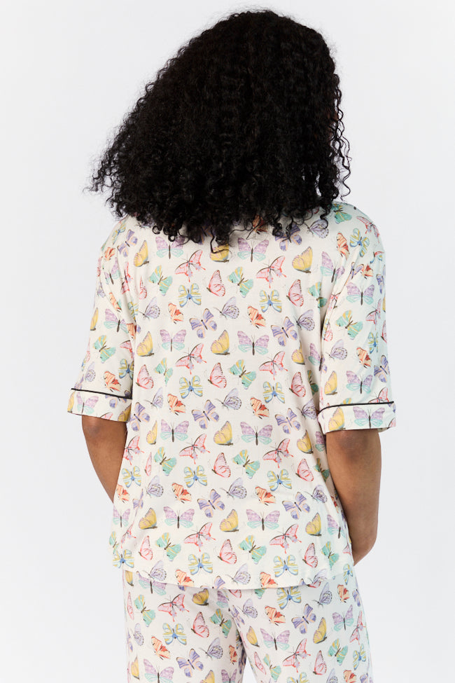 Good To Get Away Butterfly Short Sleeve Pajama Top FINAL SALE - Image 5